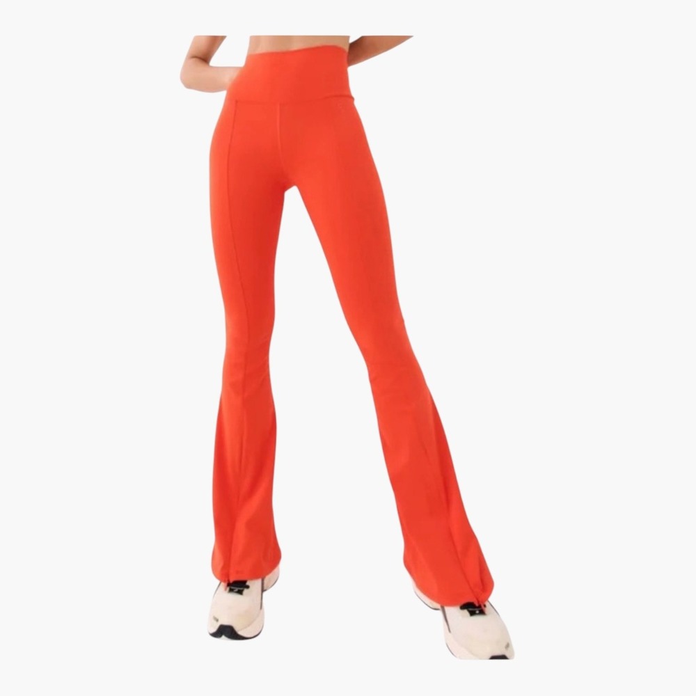 P.E Nation Full Force Legging High Waist Flare Front Leg Zip in Persimmon Size S